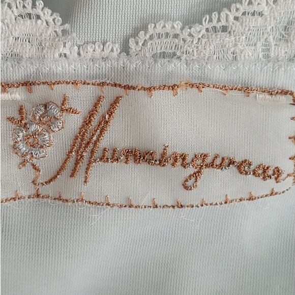 Vintage Powder Blue Satin Pleated Slip Dress Munsingwear Lace Trim Romance‎ - Picture 4 of 14